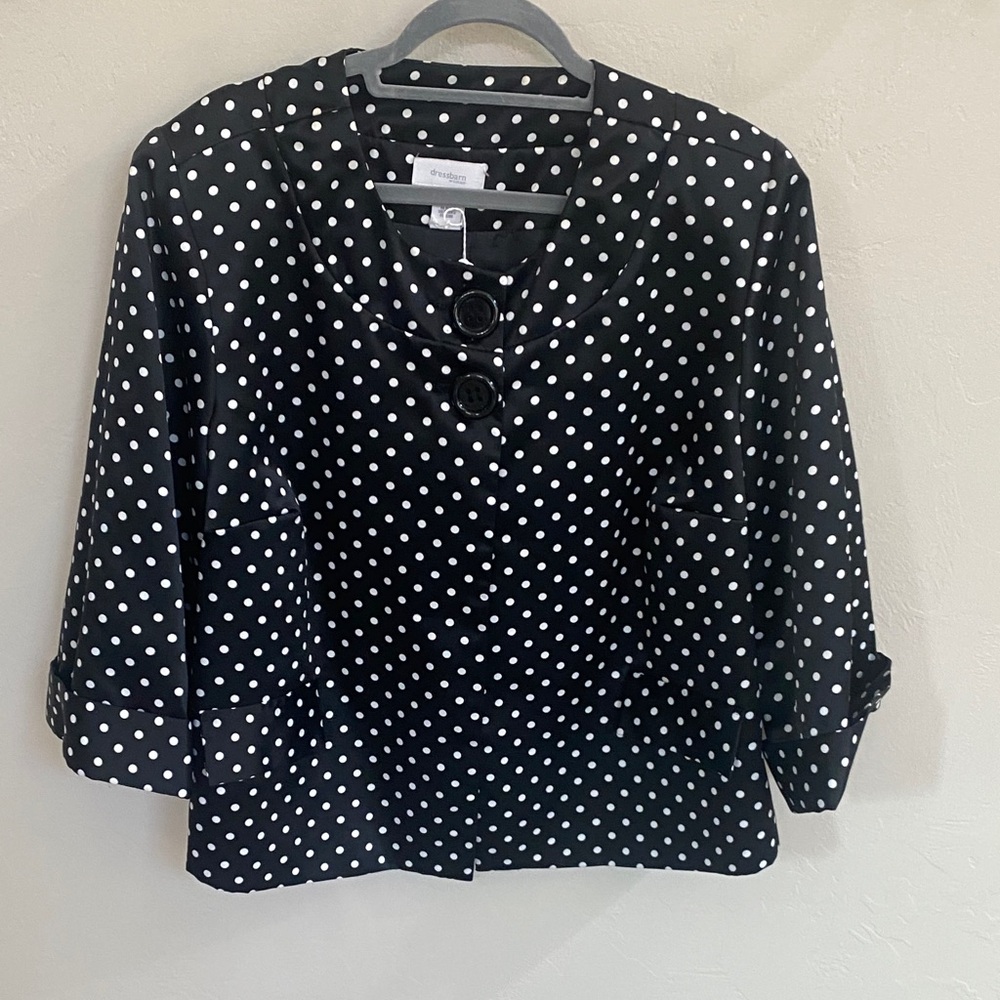 Dress Barn Black and White Polka Dot Blouse
